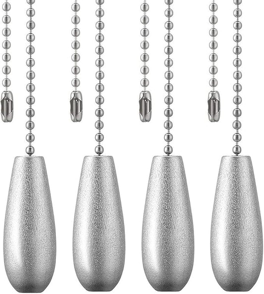 Ceiling Fan Chain Pulls Decorative Extension 12 Inches Silver Color Wooden Pull Chain Fan Pulls Set Ornaments for Ceiling Light Lamp Fan Chain (Nickel) 4 Pcs