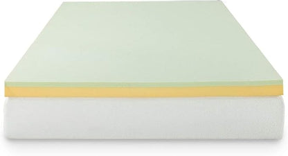 ZINUS 3 Inch Green Tea Memory Foam Mattress Topper, Pressure-Relieving Layers, CertiPUR-US Certified, Short Queen