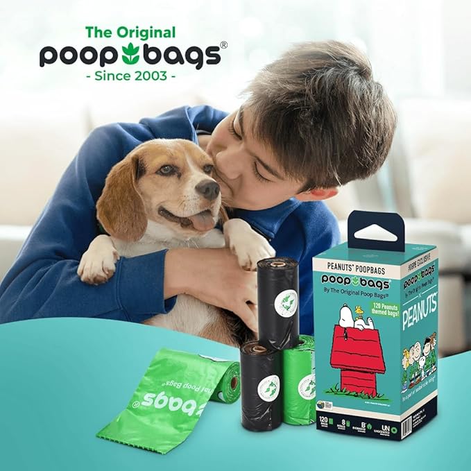 The Original Poop Bags® Peanuts Dog Waste Bags – 38% Plant Based, Leak-Proof & Durable, Large Dog Poop Bags for Dispensers, Unscented (960 Count)-Mewly Pet