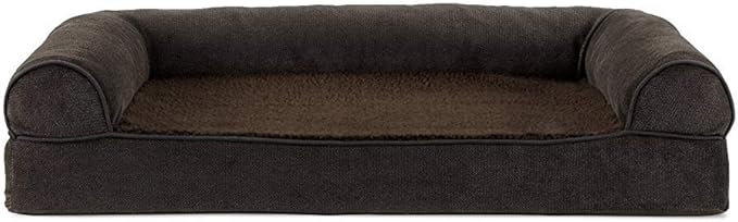 FurHaven Soft, Orthopedic Foam Sofa Dog Bed with Washable & Removable Cover - Sherpa/Chenille - Coffee, Dogs Up to 35 lbs - Medium-Mewly Pet