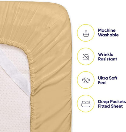 Full Size Bed Sheets - 6 Piece 1500 Supreme Collection Fine Brushed Microfiber Deep Pocket Full Sheet Set Bedding - 2 Extra Pillow Cases, Great Value, Full, Camel