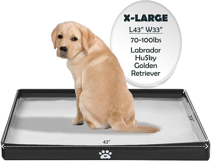 MEEXPAWS Dog Pee Pad Holder Foldable, Puppy Pad Holder Liner Base High Side, Dog Litter Box Indoor 44’’x33’’, Training Leak-Proof Easy Clean-Mewly Pet
