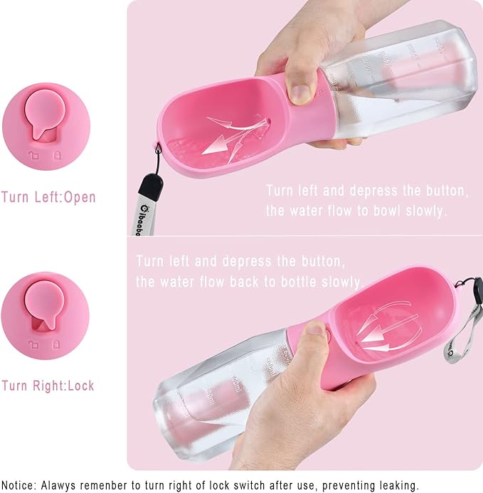 Dog Water Bottle with Food Container & Poop Bag Holder, Travel Water Bowl, Portable Pet Dispenser, Girl Dog Accessories Stuff Items Essentials Gift for Yorkie Chihuahua Walking Hiking-Mewly Pet