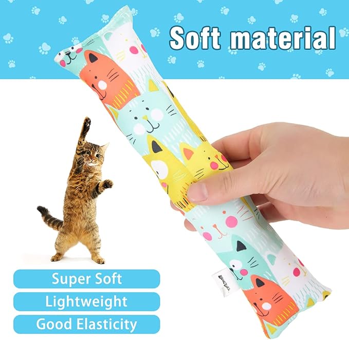 BINGPET 3 Pcs Catnip Toy Cat Kicker Toys, Durable and Bite Resistant Cat Chew Toy, Filled with Natural Catnip, Indoor Kitty Kick Pillow Toy with Cute Printing-Mewly Pet