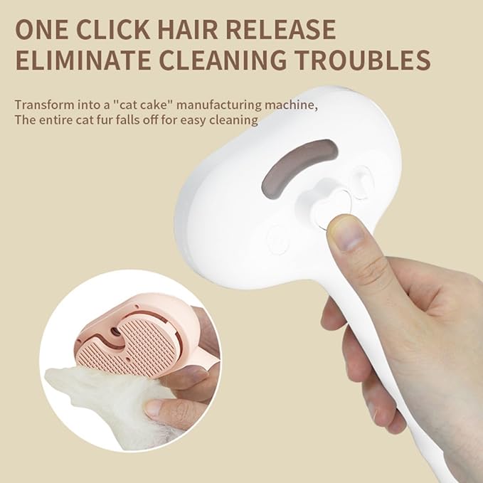 3-in-1 Steam Brush for Cats - Self Cleaning Cat Brush with Anti-Static & Shedding Control, Rechargeable Pet Grooming Tool for Long/Short Hair Cats & Dogs(White)-Mewly Pet
