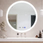 LED Round Vanity Mirror, Wall Mounted Lighted Vanity Makeup Mirror with Anti Fog Dimmable Touch Button Adjustable Color Temperature Memory Function 39 Inch by Fab Glass and Mirror