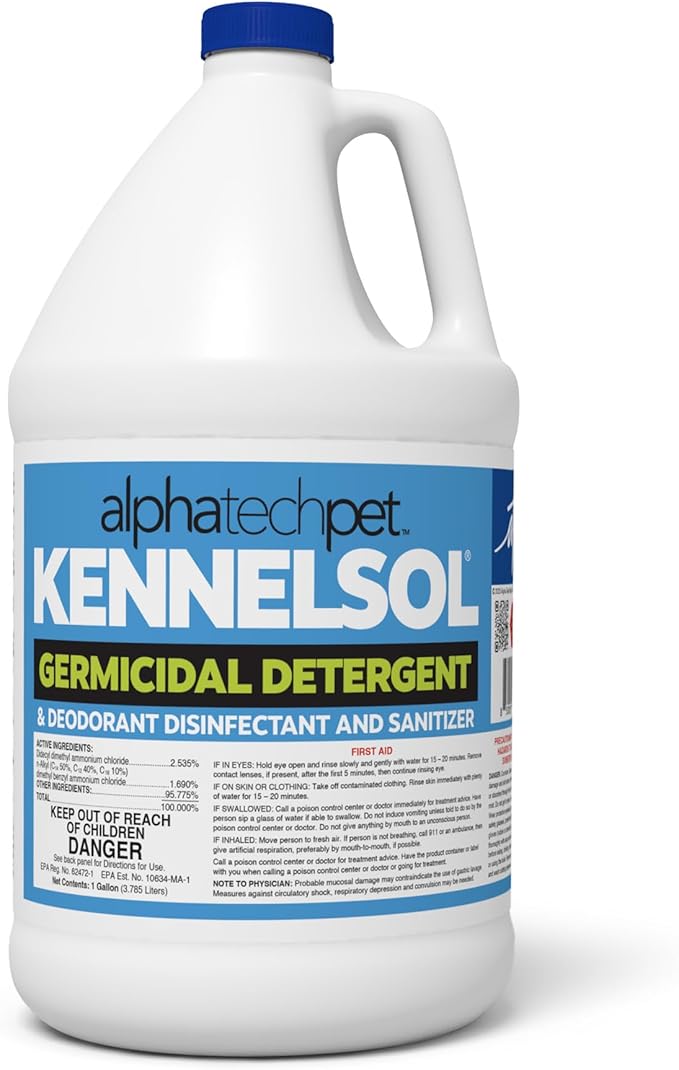 ATP KennelSol 1-Step Kennel Cleaner - 1 Gallon Liquid Disinfectant, Effective Against Bacteria and Viruses, Deodorizer Wintergreen Scent by Alpha Tech Pet-Mewly Pet