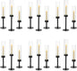 NUPTIO Hurricane Candle Holders Bulk: 18 Pcs Black Tapered Candlesticks Holder with Crystal Glass Cylinder Sleeves Metal Taper Candle Stick Holder for Christmas Thanksgiving Party Event Centerpieces