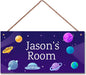 Personalized Signs Stars Planet Wall Hanging Sign for Little Man Cave, Motivational Hanging Plaque Sign Outer Space Room Wall Art Decor, Alien Ship Nursery Decor for Boys Room Kids Bedroom