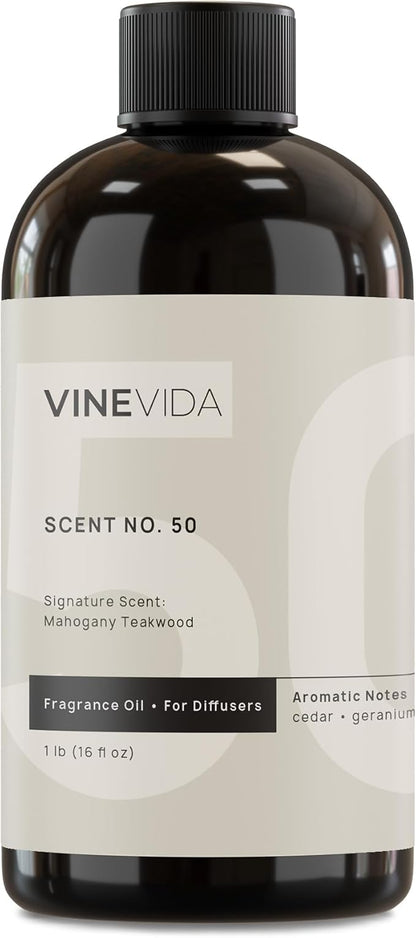 VINEVIDA Mahogany Teakwood Fragrance Oil for Cold Air Diffusers - 16 Fl Oz - Essential Oils for Diffuser Oil Refill & Air Freshener Room Spray