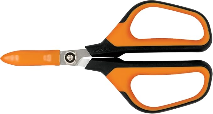 Fiskars Comfort Loop Micro-Tip Pruning Snips - 7" Garden Shears with Sheath and Extra Large SoftGrip Handle - Yard and Garden Tools - Orange/Black-Mewly Pet