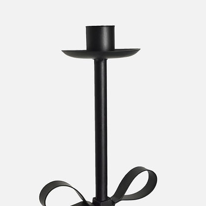 Black Taper Candle Holder Set of 2-Metal Bow Candle Sticks Holder Decor,Modern Tall Candle Holder,Decorative Candlesticks for Fireplace, Wedding, Holiday & Christmas