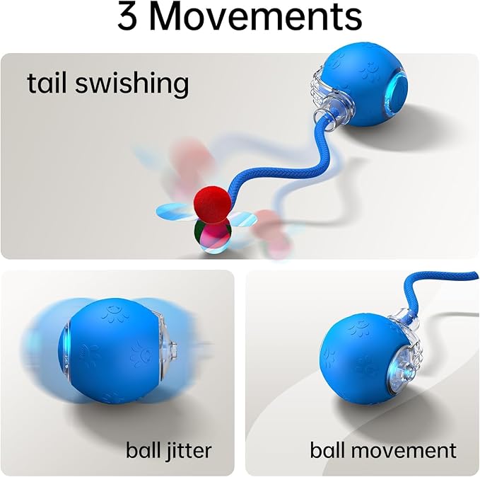 Interactive Cat Toys for Indoor Cats - Kitten Toy with Speedy Tail 2.0, Automatic Cat Toys for Bored Indoor Adult Cats, Motion-Activated, 2025 New Upgraded, USB Rechargeable (Blue)-Mewly Pet