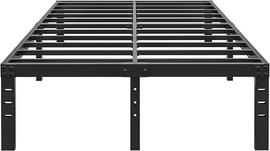 ALDRICH 14 Inch Metal Full Size Bed Frame - Double Black Basic Steel Slats Platform, Easy Assembly Heavy Duty Noise Free Bedframes, No Box Spring Needed