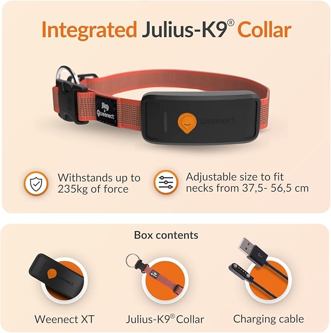 Weenect Dog XT - New GPS Collar for Dogs | XL Antenna | Waterproof | Ultra-Durable Integrated Julius-K9 Collar | Subscription Required-Mewly Pet