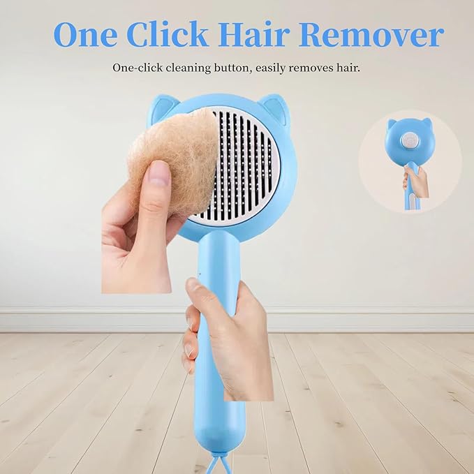 Cat Brush for Shedding，Pet Grooming Tool for Dogs，Cat Hair Brush with Self Cleaning Button for Deshedding, Easy to Removes Loose Fur-Mewly Pet