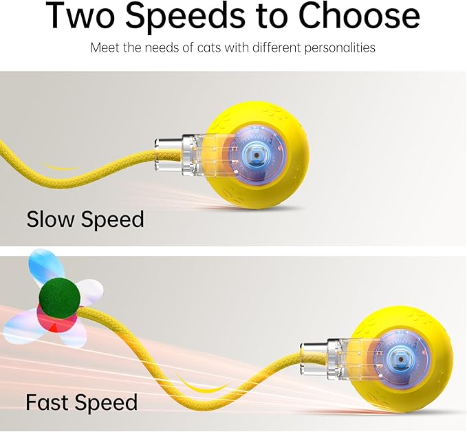 Interactive Cat Toys for Indoor Cats - Kitten Toy with Speedy Tail 2.0, Automatic Cat Toys for Bored Indoor Adult Cats, Motion-Activated, 2025 New Upgraded, USB Rechargeable (Yellow)-Mewly Pet