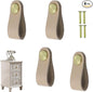 Leather Drawer Pulls and Knobs Soft Cabinet Handles Modern Cabinets Door Knob for Furniture Cupboards Wardrobe Dresser Decorative Handle with Screw 4 Pcs (Flesh Color)