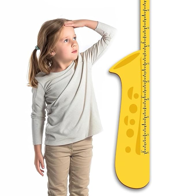 Personalized Growth Chart for Wall, Wooden Height Chart for Kids, Cute Height Measurement for Child/Girls/Boys, Baby and Toddler's Playroom/Kid's Room/Nursery Decor, Trombone
