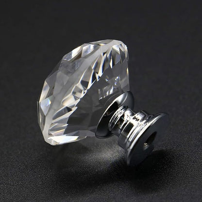Joyhey 4 Pack 30 mm Diamond Shaped Glass Crystal Knobs with 3 Size Screws for Cabinet, Drawer, Cupboard, Dresser