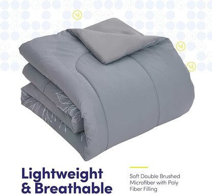 Sweet Home Collection 7 Piece Comforter Set Bag Solid Color All Season Soft Down Alternative Blanket & Luxurious Microfiber Bed Sheets, Florence, Queen
