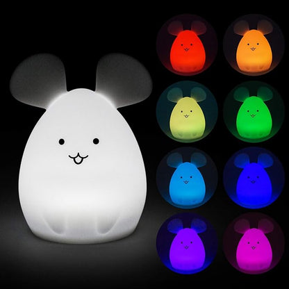 Mouse Night Light for Kids, Rechargeable LED Children Lamp, Soft Silicone (BPA Free) for Baby/Boys/Girls/Adults, Remote & Touch Control Adjustable Brightness and Colors, Indoors/Outdoors