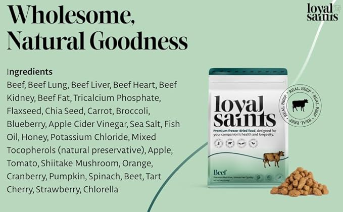 Freeze Dried Raw Dog Food - Premium Beef Flavor with High Protein and Grain Free Dog Food for Small or Large Breeds and Picky Eaters - Versatile as Meal Topper, Snack, and Treats, 14 Oz-Mewly Pet