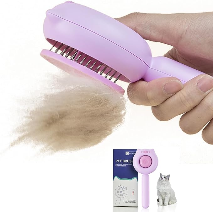 Cat Brush Dog brushes with Release Button for Shedding Grooming, fit for Long or Medium Haired Cats, Lightweight Skin Friendly Pet Brush Hair Removal Comb Brushes for Kitten-Mewly Pet