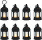 LLQ 8Pcs Mini Lanterns for Centerpiece, Ramadan Decorations, Battery Included, Decorative Candle Lanterns for Indoor, Small Vintage Lantern for Halloween Christmas Wedding Table Decor, Black