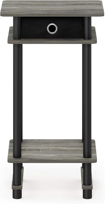 Furinno Turn-N-Tube Tall End Table, French Oak Grey/Black/Black