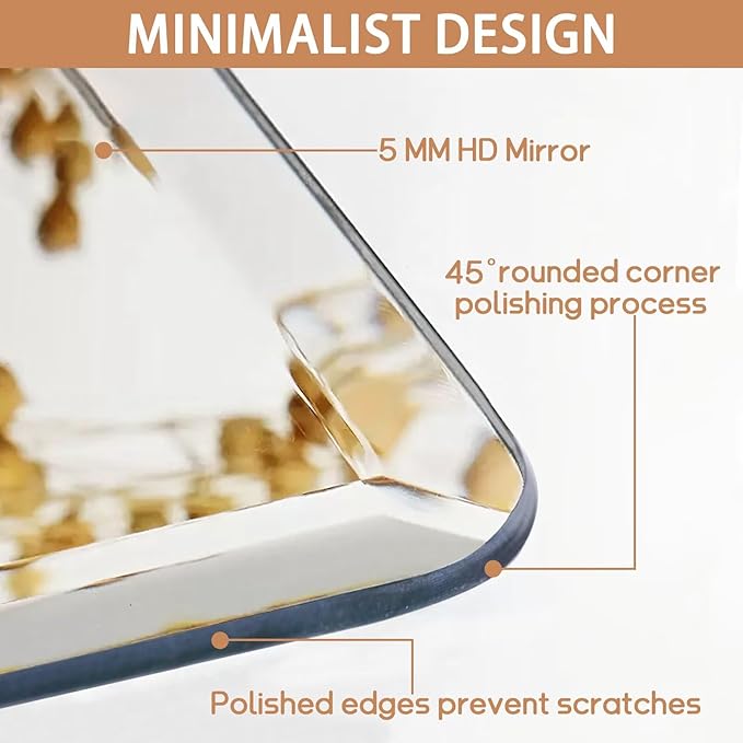 Frameless Bathroom Mirror for Over Sink,Wall Mounted Vanity Mirrors 30x32in,Rounded Rectangle Mirror Frameless with Polished Edge for Bedroom,Living Room,Entryway,Shatterproof (Horizontal/Vertical)