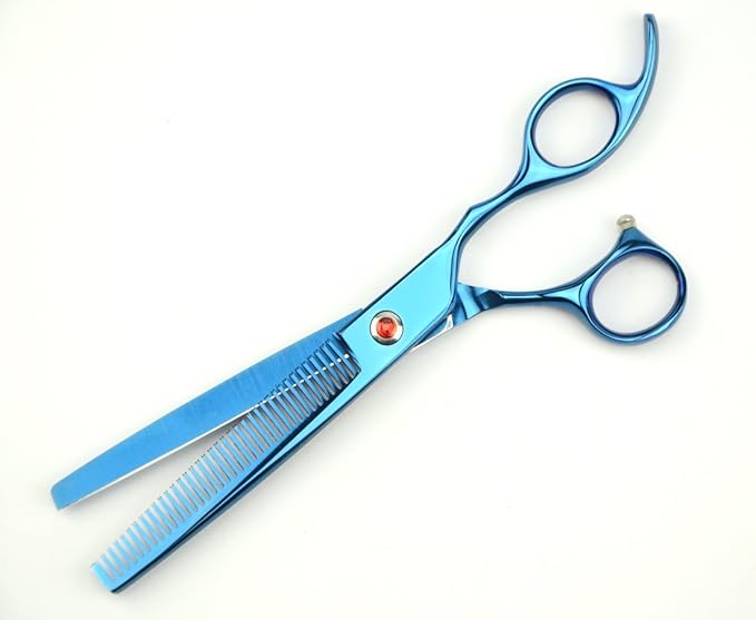 LILYS PET Professional PET Grooming scissors Kit,Coated Titanium,Sharp and Strong Stainless Steel Blade for Dogs Cats Hair Cutting,3 Pieces of Scissors with a Comb and a Case (7.0 inches, Blue)-Mewly Pet