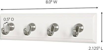 Command Key Rail, Holds up to 2 lb, 8-inch Rail with 4 Key Hooks and 6 Command Strips, Quartz, Removable Key Hooks for Entryway or Hallway, Hang Keys, Hats, Dog Leashes, and Accessories