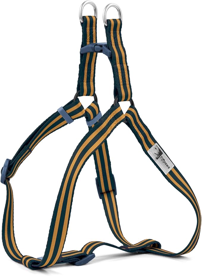 Stripe Step in Dog Harness for Small Dogs, Freedom Nylon Dog Halter Vests, Lightweight and Escape Proof Puppy Harness, Quick Fits for Small Medium and Large Dogs, Blue S-Mewly Pet