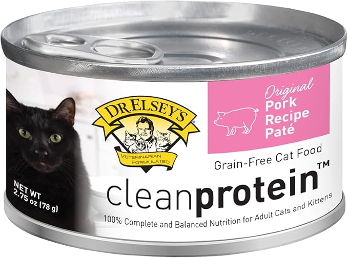 Dr. Elsey's cleanprotein Original Pork Recipe Wet Cat Food, (Pack of 24), 2.75oz Cans-Mewly Pet