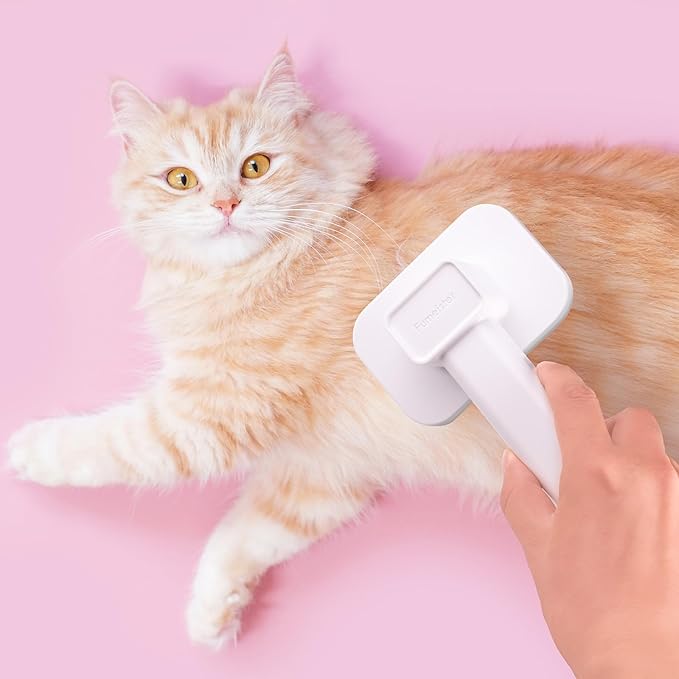 Self Cleaning Slicker Dog Cat Brush for Shedding - Deshedding Tool with Max Massage Tips, Grooming Brush for Short Medium Haired Cats & Dogs (White)-Mewly Pet