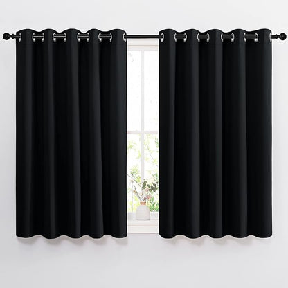 NICETOWN Black Out Curtains for Living Room - Easy Care Solid Thermal Insulated Grommet Blackout Panels/Drapes for Bedroom Window (2 Panels, 66 inches Wide by 54 inches Long)