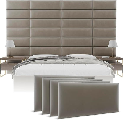 Vänt Upholstered Wall Panels - Queen/Full Size Wall Mounted Velvet Headboards - Velvet Sand Storm - Set of 4 Panels (Each Individual Panel 30"x11.5")
