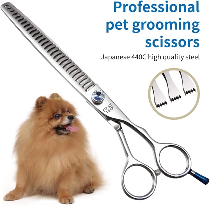 Fenice Professional 7/7.5/8 Pet Grooming Scissors Thinning Cutting Shears for Dog s/Cats Thinning Rate:70-80% (7.0 inch)-Mewly Pet