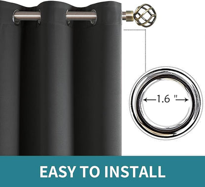 BGment Blackout Curtains for Bedroom - Grommet Thermal Insulated Room Darkening Curtains for Living Room, Set of 2 Panels (38 x 84 Inch, Dark Grey)