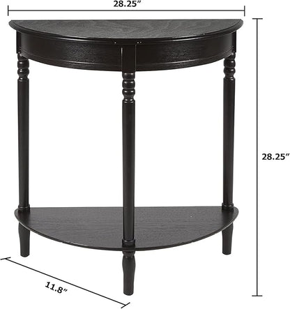 Decor Therapy Simplfy Moon Entry Table,with Shelves & Easy Assembly, Wood-(28.5" x 11.8" x 28.5") Simplify Half Round, 28.5" x 28.5" x 12", Black