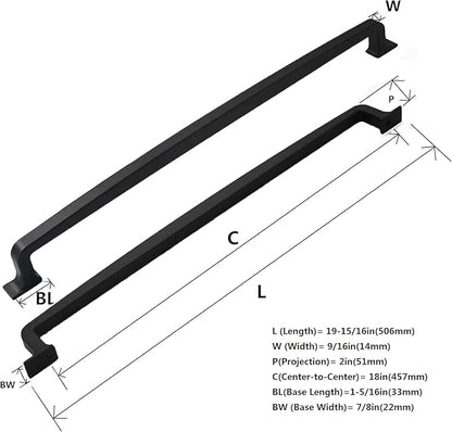 khtumeware | Appliance Handle Pull | Matte Black | 18 in (457 mm) Center-to-Center Drawer Pull | 1 Pack| Kitchen and Bathroom Cabinet Hardware | Furniture Hardware