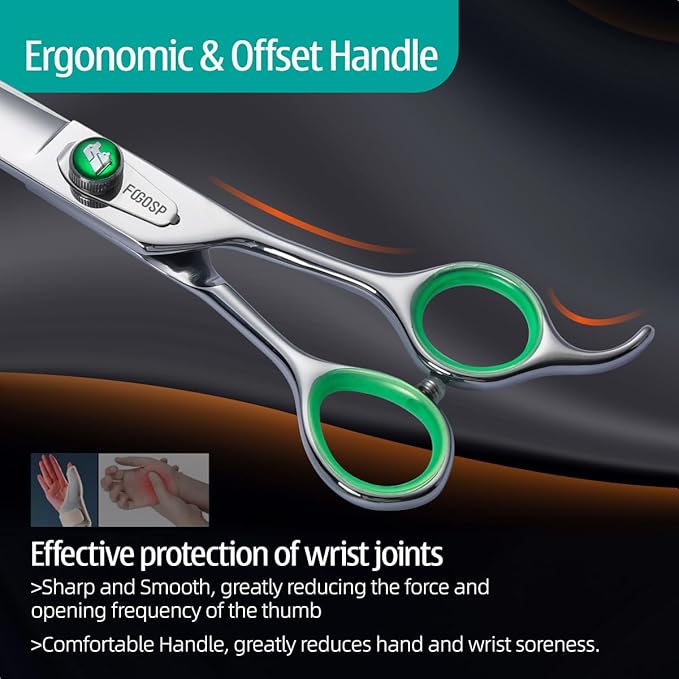 7'' Straight Dog Grooming Scissors Professional Grooming Shears for Dogs Cat Pet Japan 440C Stainless Steel Dog Cutting Scissors for Grooming Right Handed-Mewly Pet
