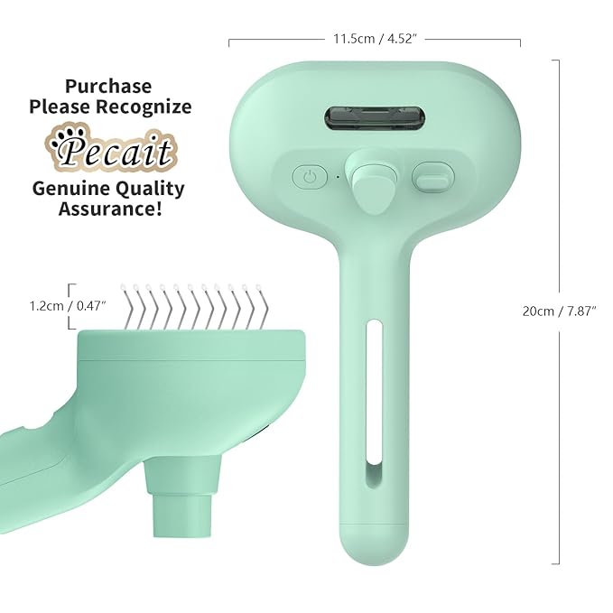 Cat Steam Brush for Shedding, 3 In 1 Steam Pet Brush Self Cleaning, Dog Brush for Long and Short Hair Dogs and Cats, Pet Grooming Comb Remove Tangled Loose Hair, Type-C Fast Charging (Green)-Mewly Pet