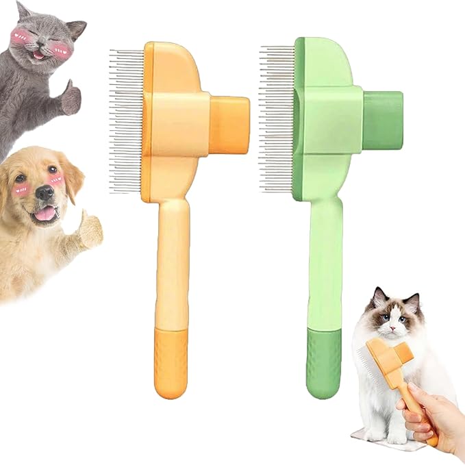 Zen Brush for Cats, Zenbrush Cat Comb, Self Cleaning Pet Comb Grooming Brush, Catdogcomb Pet Grooming for Massaging and Cleaning Shedding Hair (Mix)-Mewly Pet