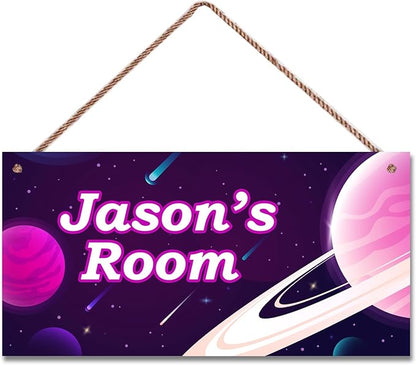 Personalized Sign Outer Space Wall Décor Boys Room Decor, Universe Theme Little Man Cave Wall Art Decor for Nursery, Planet Nursery Door Decor for Toddler Baby Kids Room