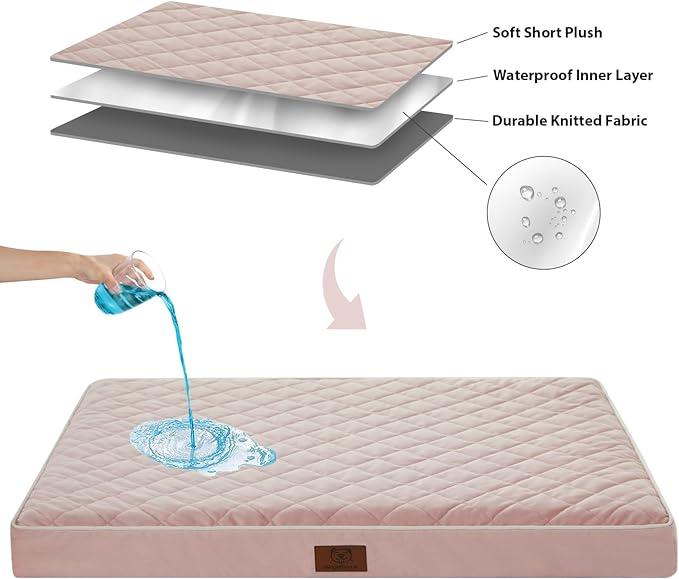 WNPETHOME Orthopedic XXL Dog Beds Large Sized Dog, Waterproof Extra Large Dogs Bed with Removable Washable Cover, Multi-Needle Quilting Dogs Crate Bed-Mewly Pet