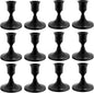 12PCS Black Taper Candle Holders Set, Vintage Metal Candlestick Holders for Dinner Room Table Centerpiece or Mantel Wedding Party Decor
