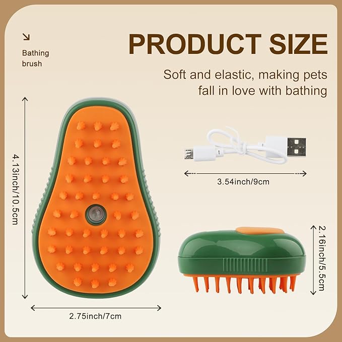 Cat Steam Brush, 3 in 1 Dog Steamy Brush, Silicone Massage Grooming Comb, Pet Hair Cleaning Misting Comb for Cats Dogs(Avocado White/Green)-Mewly Pet
