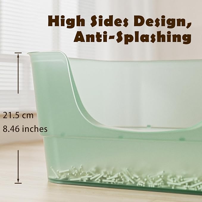 Extra Large Cat Litter Box with Clear Jelly Color,High Sided Litter Box for Big Cats,XL Cat Litter Box for Multiple Cats,Jumbo Cat Litter Box,Giant Kitty Litter Box,Anti-Splashing,Easy to Clean-Mewly Pet